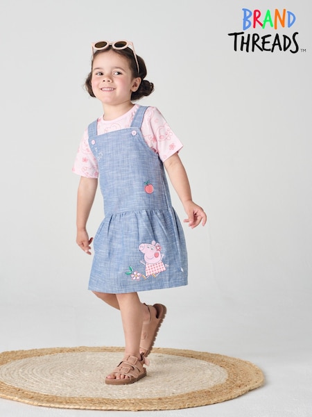 Brand Threads Pink Peppa Pig Pinafore 100% Cotton Dress (F69899) | 1,262 UAH