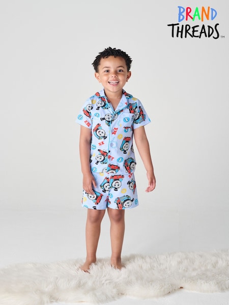 Brand Threads Blue Thomas The Tank Engine Short 100% Cotton Pyjamas Set (F69900) | R$ 180
