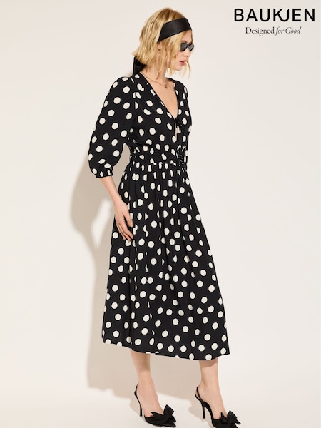 Baukjen Olesia Printed Midi Black Dress (F69942) | ‏850‏₪