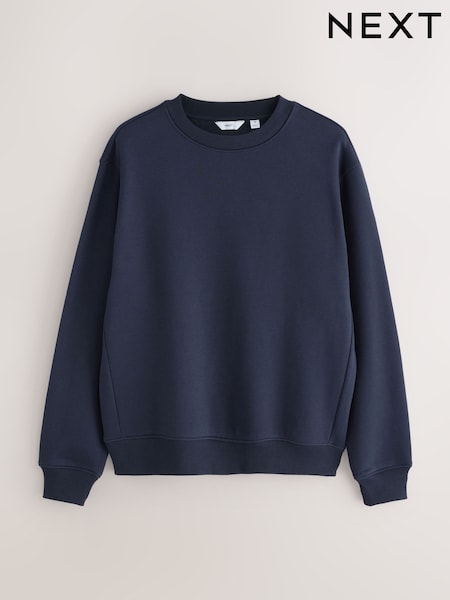 Azul marinho - Ajuste regular - Heavyweight Cotton Rich Crew Sweatshirt (F69977) | R$ 270