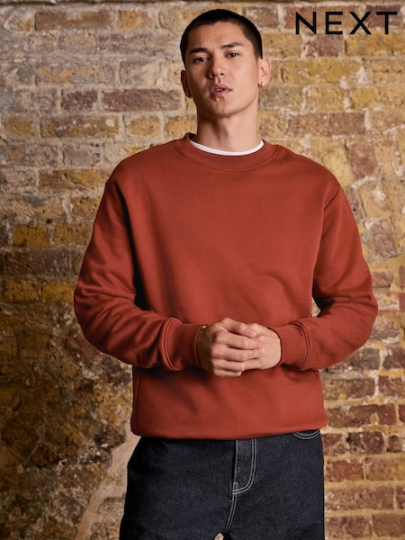 Rust Brown Regular Fit Heavyweight Cotton Rich Crew Sweatshirt (F69981) | €34