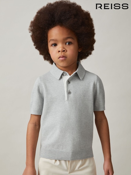 Reiss Washed Sage Finch Contrast Placket Polo Shirt With Cotton (F70003) | AED230