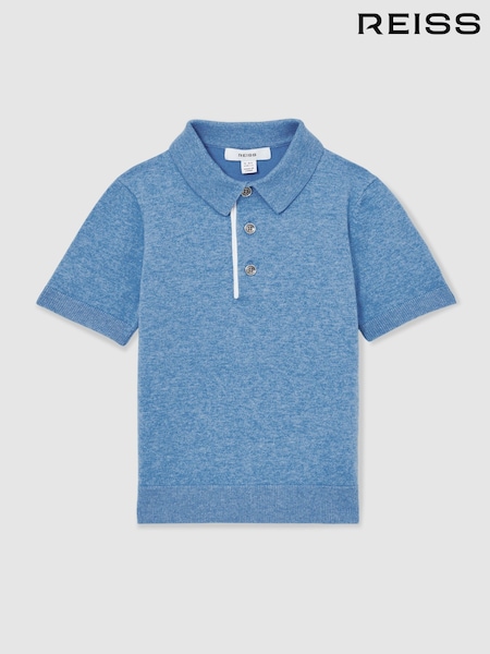 Reiss Blue Finch Contrast Placket Polo Shirt With Cotton (F70011) | AED245