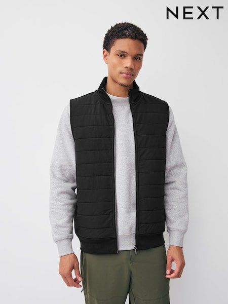 Black Hybrid Full Zip Gilet (F70036) | €60