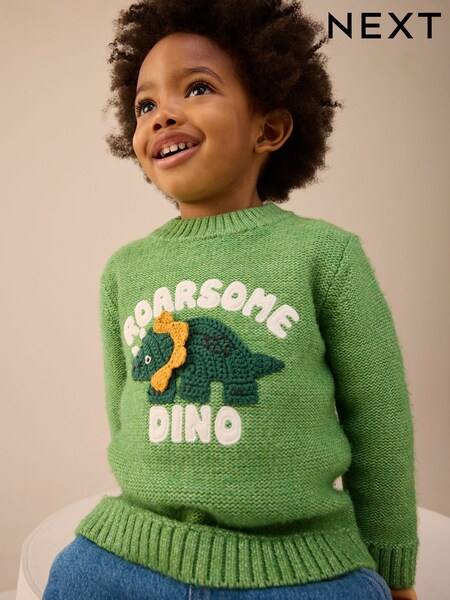 Green Dinosaur Knitted Jumper (3mths-7yrs) (F70038) | R$ 155 - R$ 175