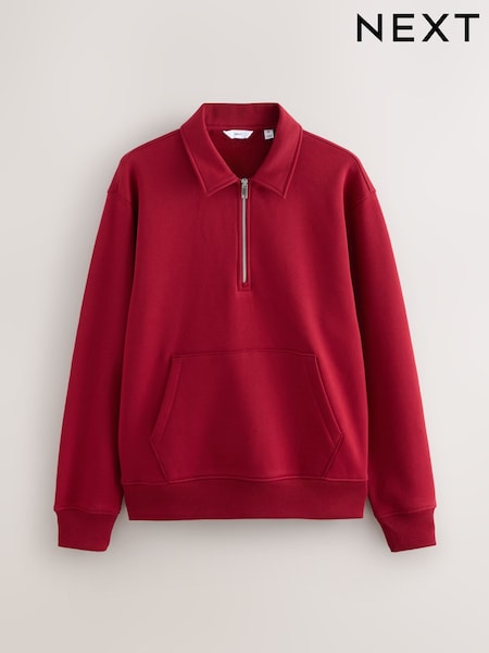Red Polo Neck Cotton Rich Jersey Sweatshirt (F70051) | €34
