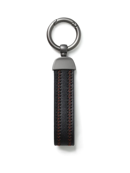 DCK Mens Genuine Leather Stitch Black Keyring (F70064) | AZN 55