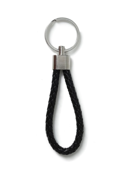 DCK Mens Genuine Leather Plait Black Keyring (F70065) | AZN 50