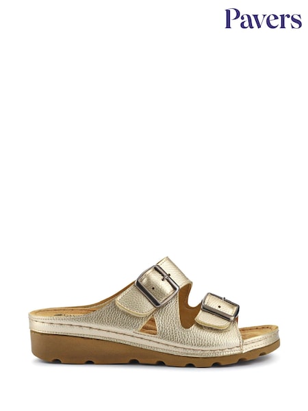 Pavers Gold Pavers Adjustable Black Mule Sandals (F70137) | ₪151