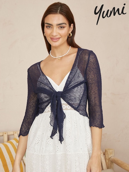 Yumi Popcorn Yarn Tie Front Bolero Cardigan (F70179) | € 46