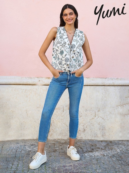 Yumi White Animal Reversible Cotton Quilted 100% Cotton Waistcoat (F70208) | €66