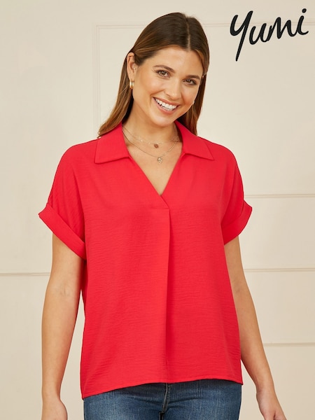 Yumi Stretch Relaxed Top With Collar (F70215) | 298 LEI