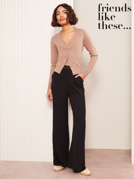 Friends Like These Black Petite Elasticated Waist Wide Leg Trousers (F70257) | €45