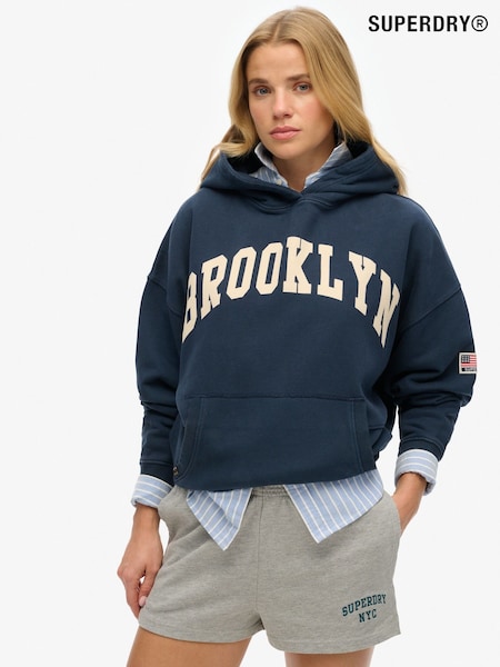 Superdry Blue Athletic Essentials Relaxed Hoodie (F70274) | MYR 315