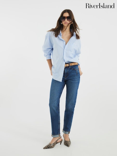 River Island Blue Dark Mom Fit Sculpt Jeans (F70295) | 3,004 UAH