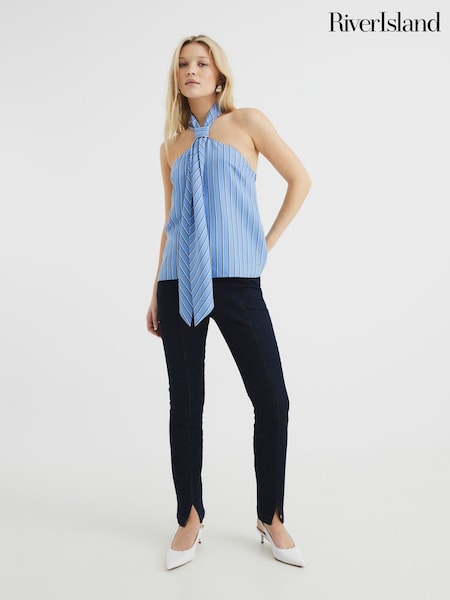 River Island Blue High Rise Slim Fit 100% Cotton Jeans (F70298) | €60