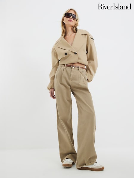 River Island Brown Tailored Baggy 100% Cotton Jeans (F70301) | €81