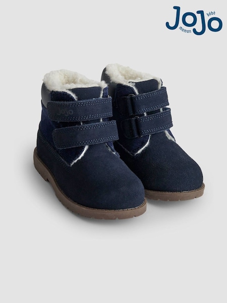 JoJo Maman Bébé Navy Double Strap Cosy Lined Boots (F70308) | €63 - €70