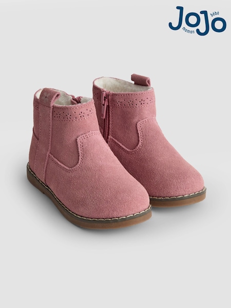 JoJo Maman Bébé Pink Pretty Leather Chelsea Boots (F70309) | €53 - €59