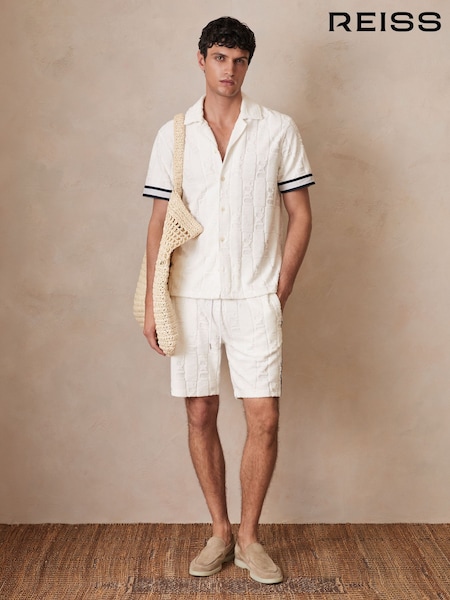 Reiss White Salina Reiss | Ché Towelling Monogram Shorts (F70338) | €140