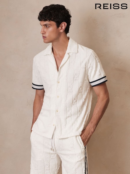 Reiss White Kala Reiss | Ché Towelling Monogram Shirt (F70346) | €145