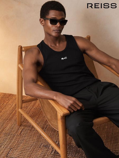 Reiss Black Longa Reiss | Ché Logo-Embroidered Vest (F70349) | € 59