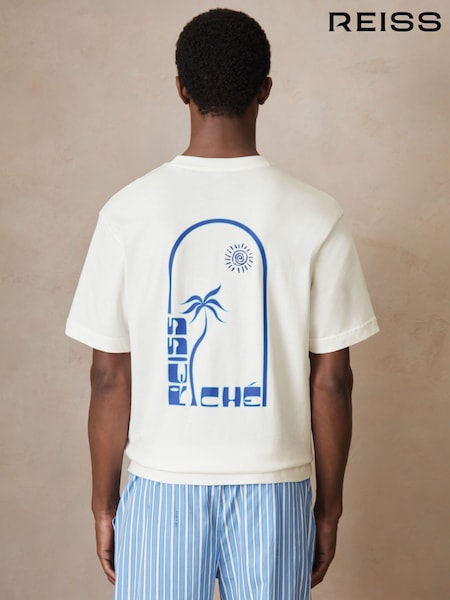 Reiss White Roda Reiss | Ché Cotton Palm-Print T-Shirt (F70365) | €104