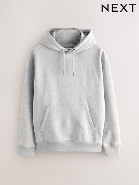 Grey Marl Regular Fit Heavyweight Cotton Rich Jersey Hoodie (F70383) | €43