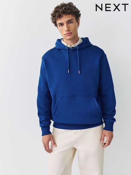 Cobalt Blue Regular Fit Heavyweight Cotton Rich Jersey Hoodie (F70386) | €42