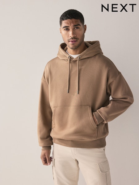 Neutral Oversized Heavyweight Cotton Rich Jersey Hoodie (F70394) | 168 QAR