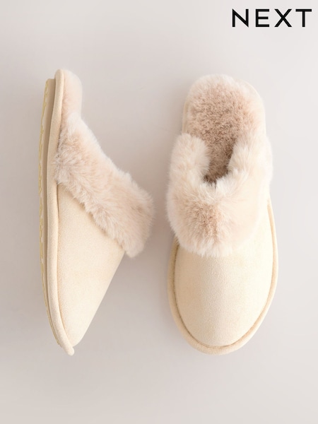 Sand Faux Fur Suede Mule Slippers (F70400) | R$ 120