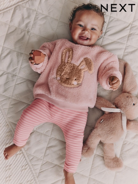 Pink Bunny Baby Fleece Tops and Leggings Set 2 Piece (0mths-2yrs) (F70407) | AED71 - AED81