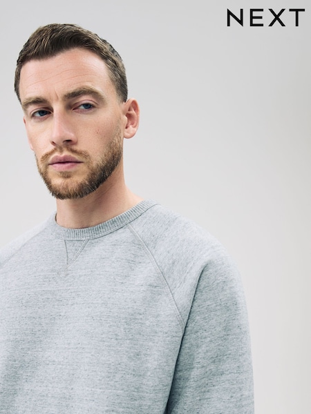 Grey Marl Crew Sweatshirt Heavyweight Garment Washed Crew Sweatshirt (F70409) | €45