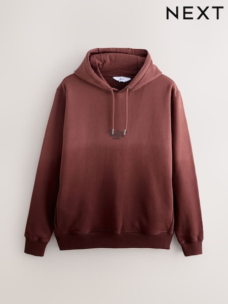 Burgundy Red Dip Dye Cotton Rich Jersey Hoodie (F70421) | €42