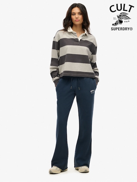 Superdry Blue Athletic Essentials Low Rise Flare 100% Cotton Joggers (F70437) | $79