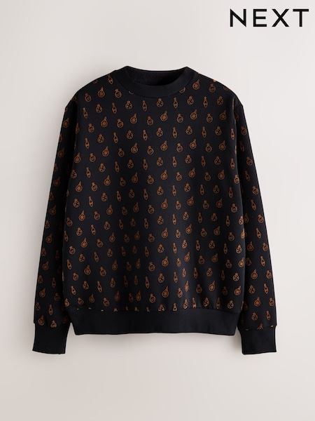 Black/Gold Crew Sweatshirt Pattern Christmas Crew Sweatshirt (F70468) | €41