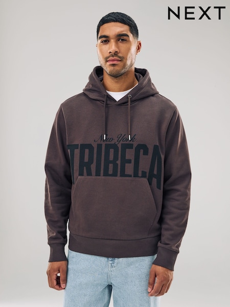 Chocolate Brown Graphic Print Hoodie (F70513) | R$ 345