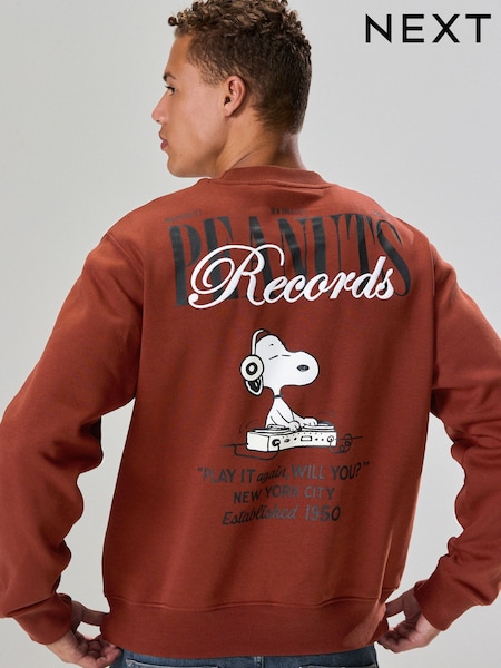 Rust Brown Snoopy Licence Graphic Back Print Crew Sweatshirt (F70523) | €45