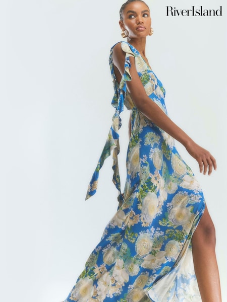 River Island Floral Ruffle Maxi Dress (F70559) | ‏448‏₪