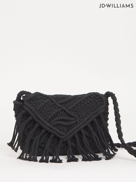 JD Williams Black Macrame Cross-Body Bag (F70581) | €37