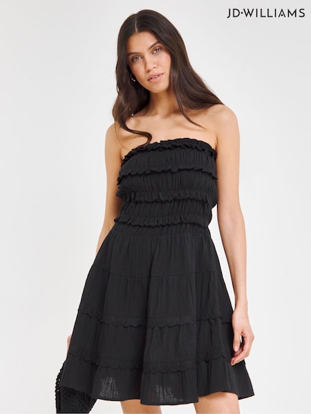 JD Williams 100% Cotton Beach To Beach Broderie Mini Beach Dress (F70596) | 209 LEI