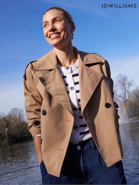 JD Williams Natural Cropped Trench Coat (F70599) | €83