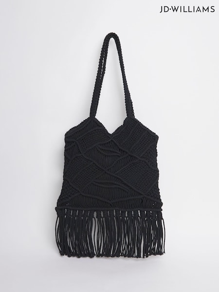 Negru - JD Williams Macrame Tote Bag (F70600) | 253 LEI