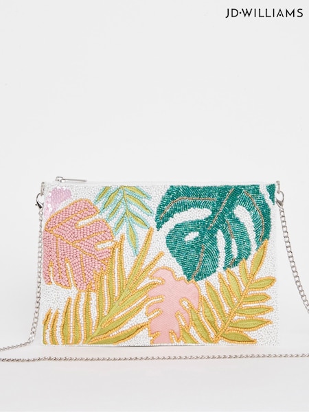 JD Williams White Multi Beaded Clutch Bag (F70601) | €48