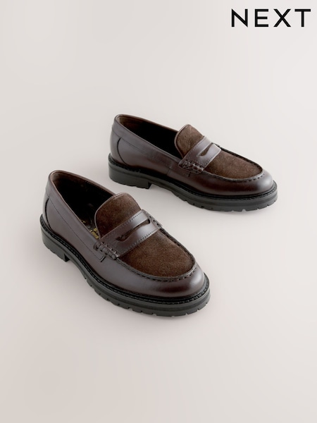 Chocolate Brown Leather Smart Loafers (F70622) | €45 - €51