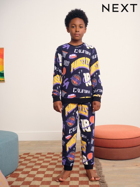 Multi Basketball Single Cosy Fleece Pyjamas (3-16yrs) (F70642) | 74 QAR - 104 QAR