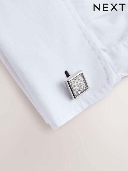 Silver/Black Glitter Cufflinks (F70651) | €14