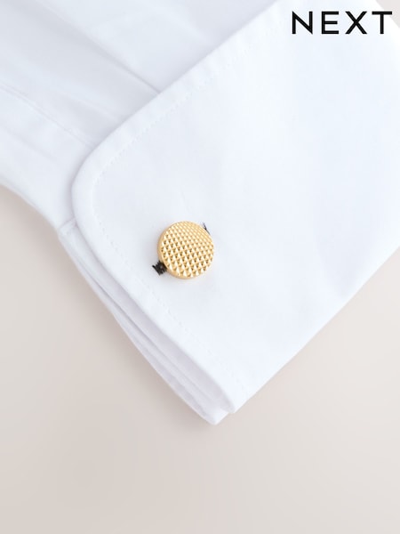 Gold Tone Textured Round Cufflinks (F70652) | €15