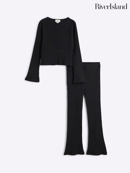 River Island Black Girls Long Sleeve Cardigan Set (F70713) | €37
