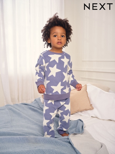 Blue/White Star Single Cosy Fleece Pyjamas (9mths-12yrs) (F70720) | €16.50 - €22.50